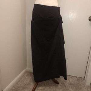 Willow Black Cotton Maxi Skirt with Side-tie Detail, Size S